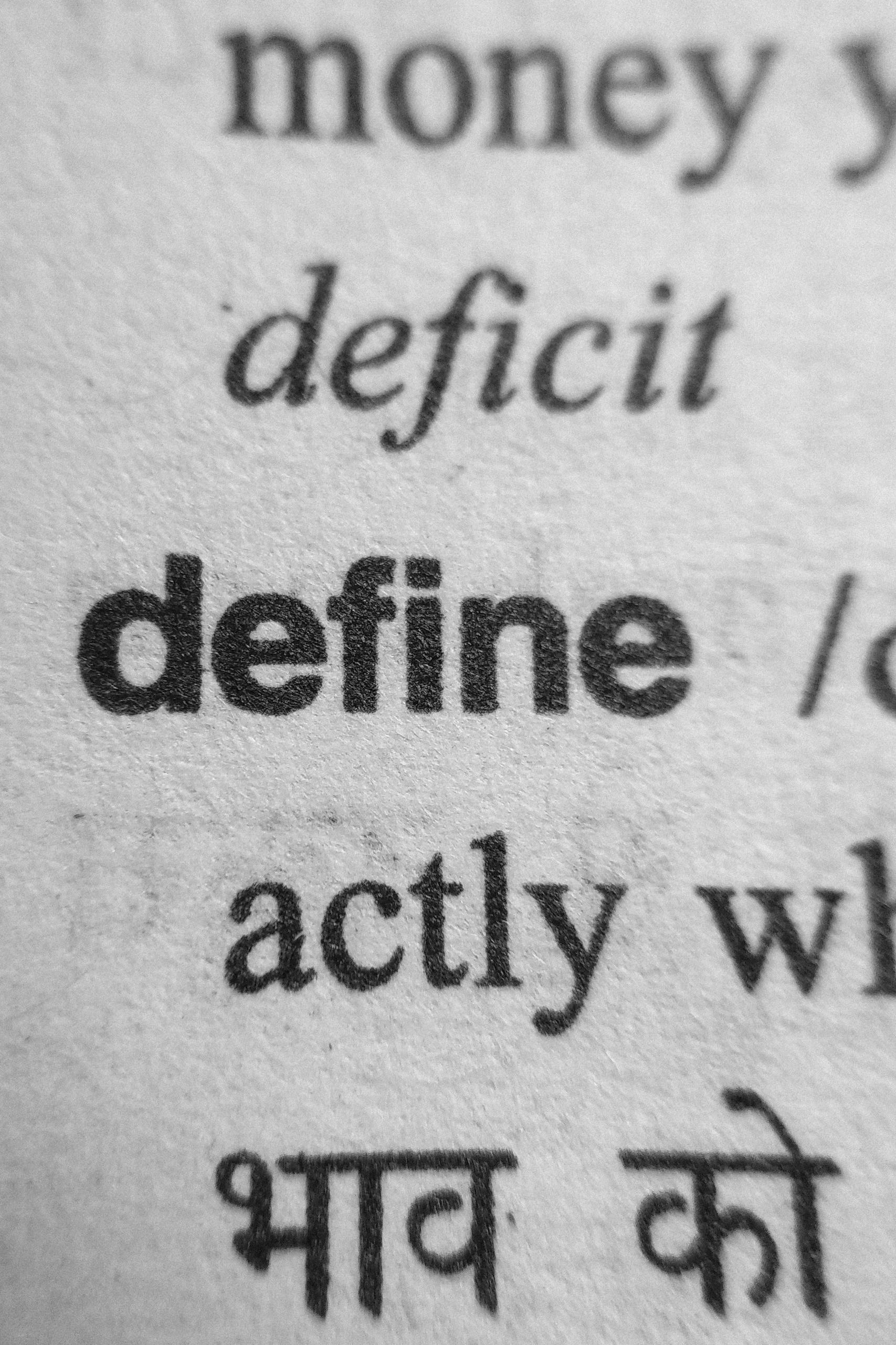 Word define in bold in lexical dictionary page showing correct spelling of words